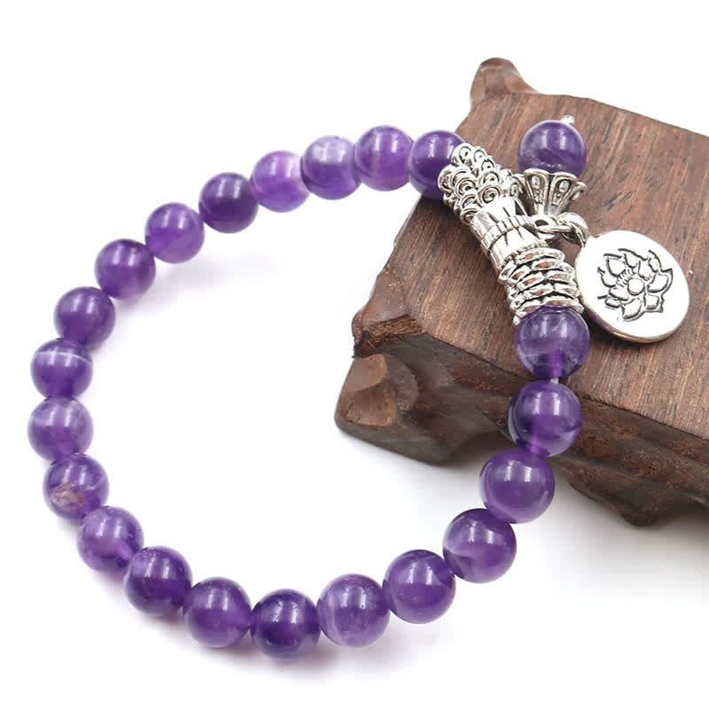 Nimara Ritual Amethyst Crystal Lotus Healing Balance Bracelet