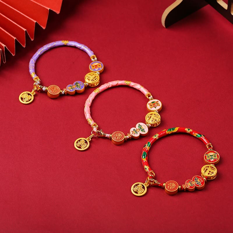 Nimara Ritual Tibetan Gourd Fortune Happiness Lion Wealth Luck Bracelet