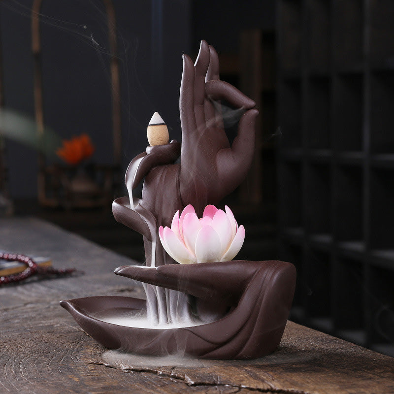 Nimara Ritual Tibetan Lotus Blessing Incense Burner Decoration