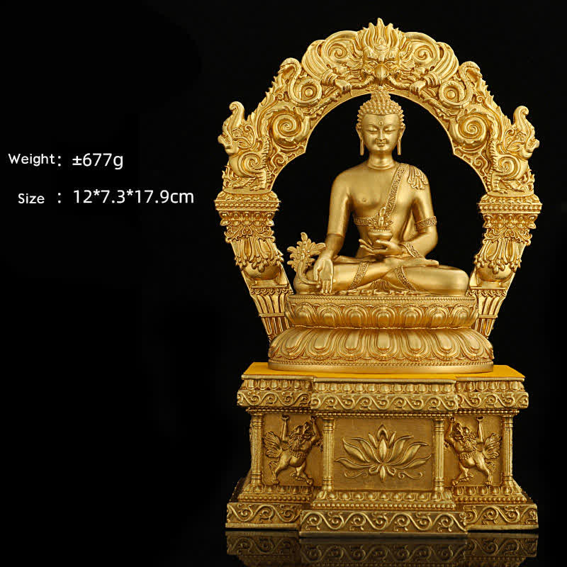 Nimara Ritual Shakyamuni Amitabha Medicine Buddha Figurine Serenity Copper Statue Home Decoration