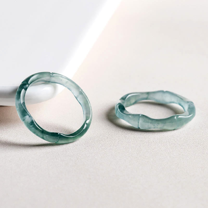 Nimara Ritual Natural Jade Bamboo Prosperity Abundance Ring