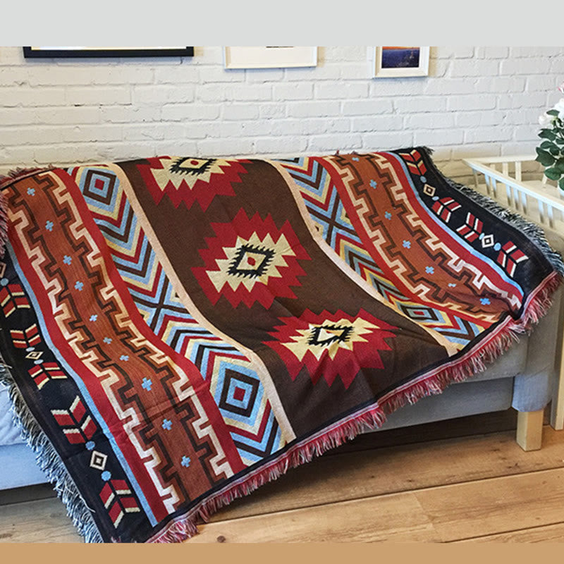Nimara Ritual Tibetan Geometric Hand-Dyed Craftsman Blanket