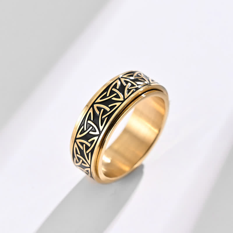 Nimara Ritual Triangle Knot Triquetra Titanium Steel Calm Rotatable Ring