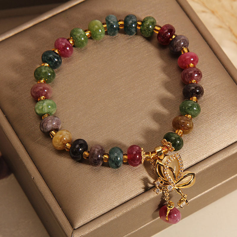 Nimara Ritual Colorful Tourmaline Butterfly Charm Wisdom Bracelet