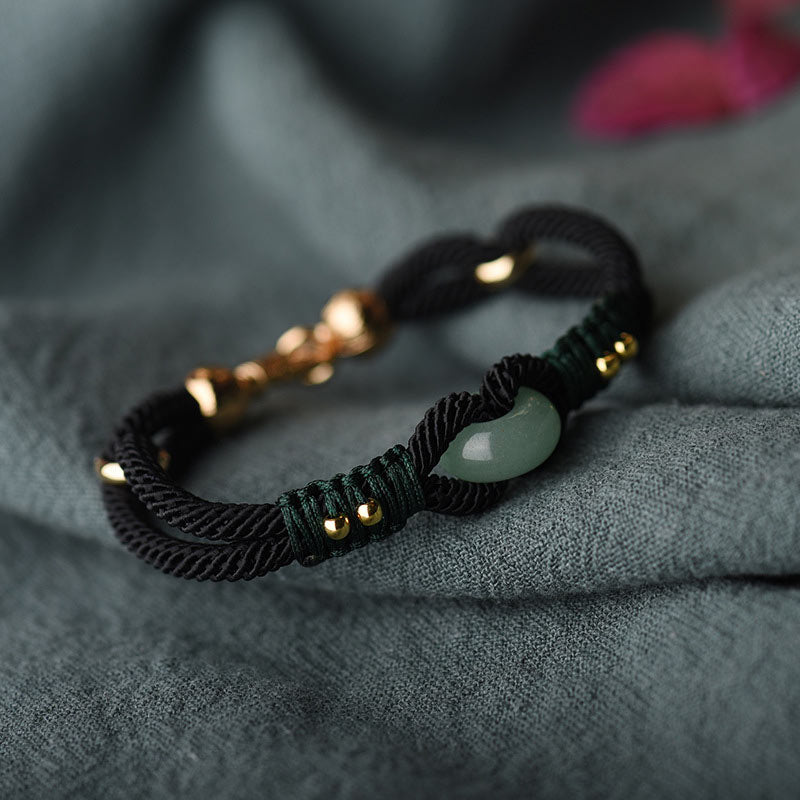 Nimara Ritual Tibetan Jade Lucky Black Rope Couple Bracelet
