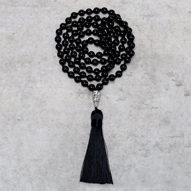 Nimara Ritual 108 Mala Black Onyx Beads Yoga Meditation Prayer Beads Necklace