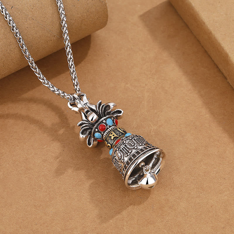 Nimara Ritual Tibetan Om Mani Padme Hum Dorje Vajra Bell Strength Necklace Pendant