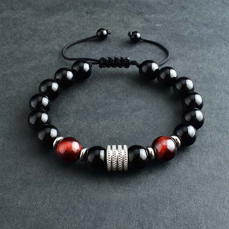 Nimara Ritual Natural Black Obsidian Tiger Eye Strength Fulfillment Bracelet