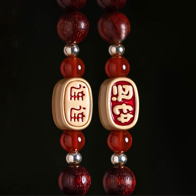 Nimara Ritual Tibetan Small Leaf Red Sandalwood Lotus Cinnabar Sachet Protection Tassel Car Hanging Decoration