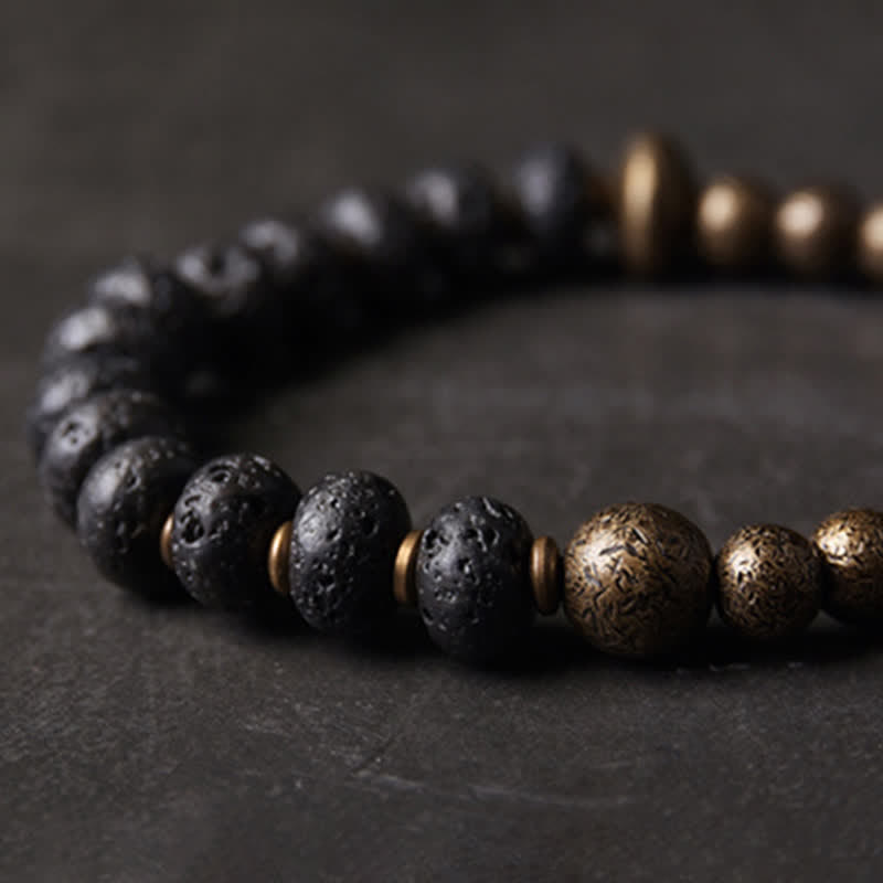Nimara Ritual Lava Rock Stone Copper Balance Cuff Bracelet Bangle
