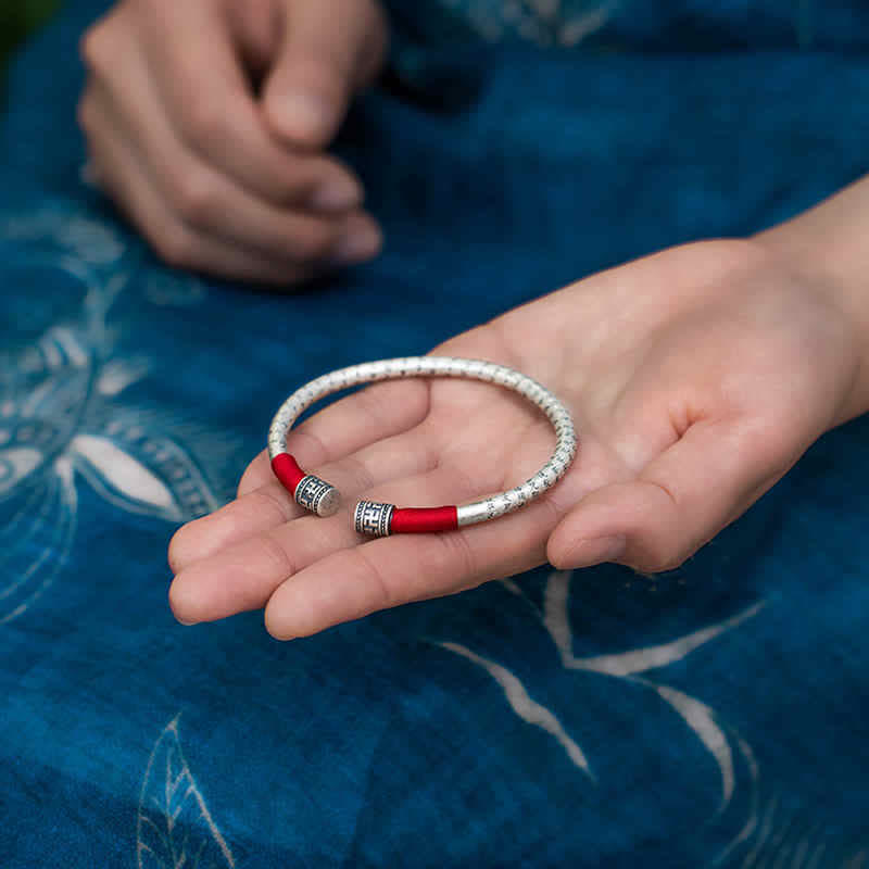 Nimara Ritual Tibet Om Mani Padme Hum Luck Red String Bracelet Bangle