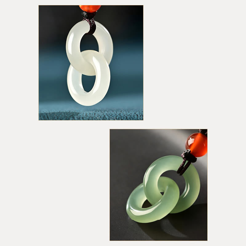Nimara Ritual Natural Hetian Cyan Jade White Jade Double Peace Buckle Success Necklace Pendant
