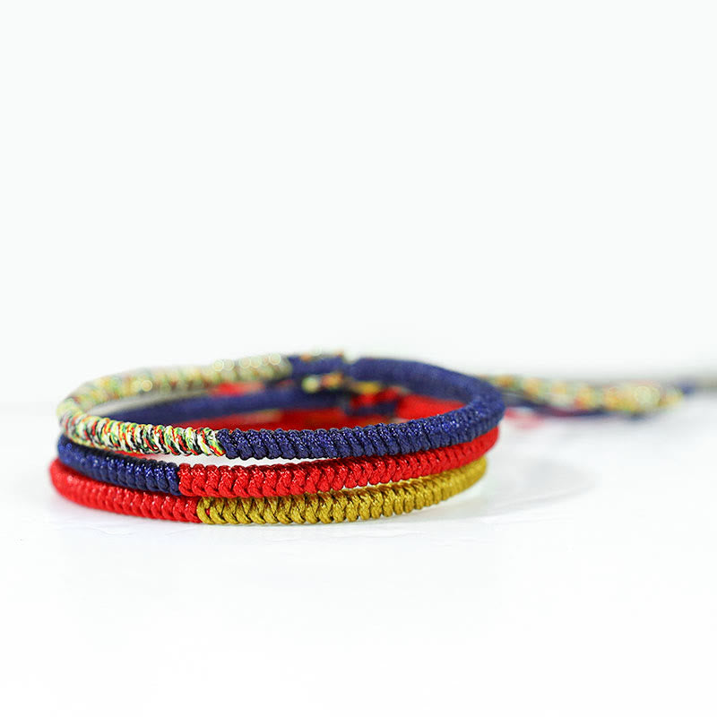 Nimara Ritual Tibet Handmade Multicolor King Kong Knot Faith Protection Braided Two-Color String Bracelet