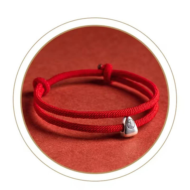 Nimara Ritual 925 Sterling Silver Fu Character Blessing Handmade Braided Bracelet
