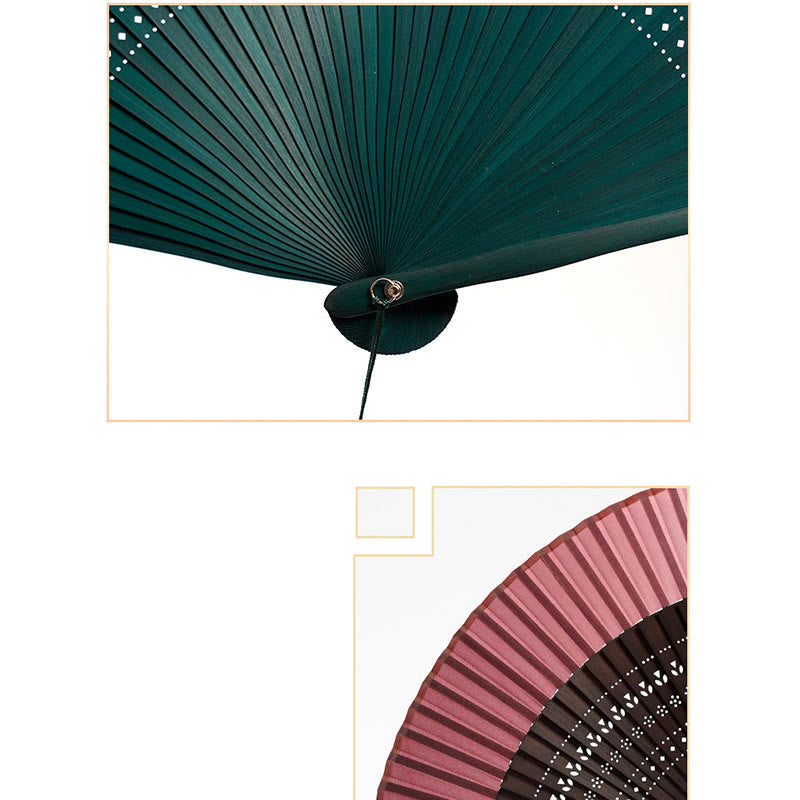 Nimara Ritual Gradient Color Hollow Engraved Handheld Bamboo Folding Fan