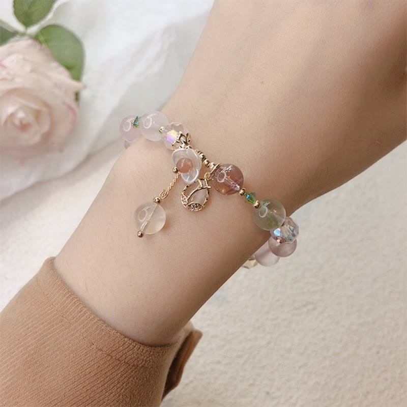 Nimara Ritual Strawberry Quartz Rutilated Quartz Fluorite Flower Healing Bracelet