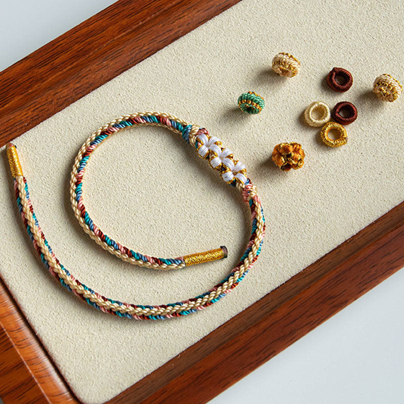 Nimara Ritual Handmade Dunhuang Color Peach Blossom Pattern Braid String Bracelet