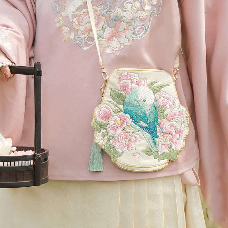 Nimara Ritual Luck Embroidery Lotus Koi Fish Rabbit Flower Hanfu Bag Crossbody Bag Shoulder Bag