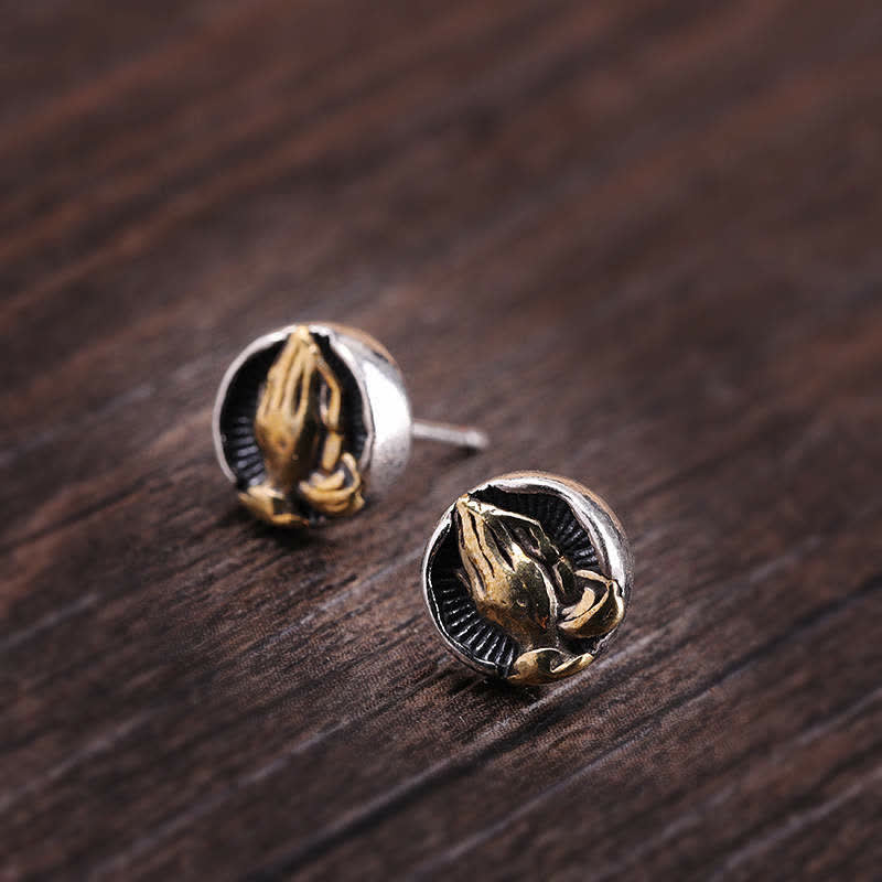 Nimara Ritual 925 Sterling Silver Namaste Equality Stud Earrings