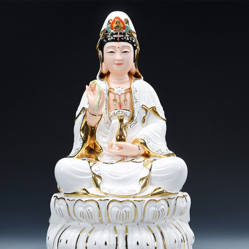 Nimara Ritual Chenrezig Bodhisattva Avalokitesvara Success Ceramic Statue Home Decoration