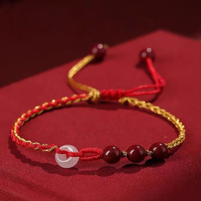 Nimara Ritual Natural Cinnabar Jade Peace Buckle Blessing Bracelet
