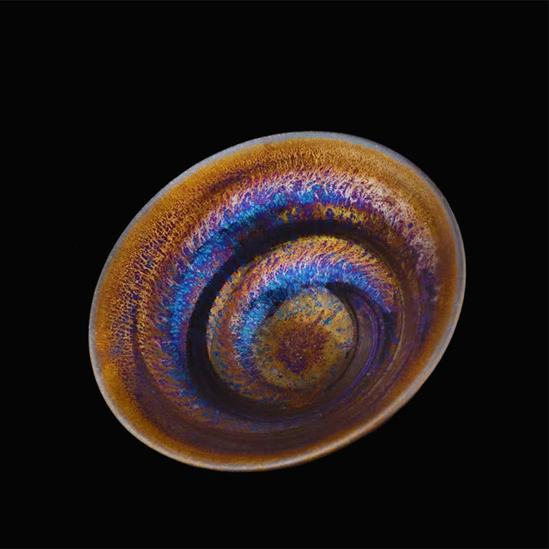 Nimara Ritual Chinese Jianzhan Colorful Milky Way Glaze Ceramic Teacup Tenmoku Kung Fu Tea Cup