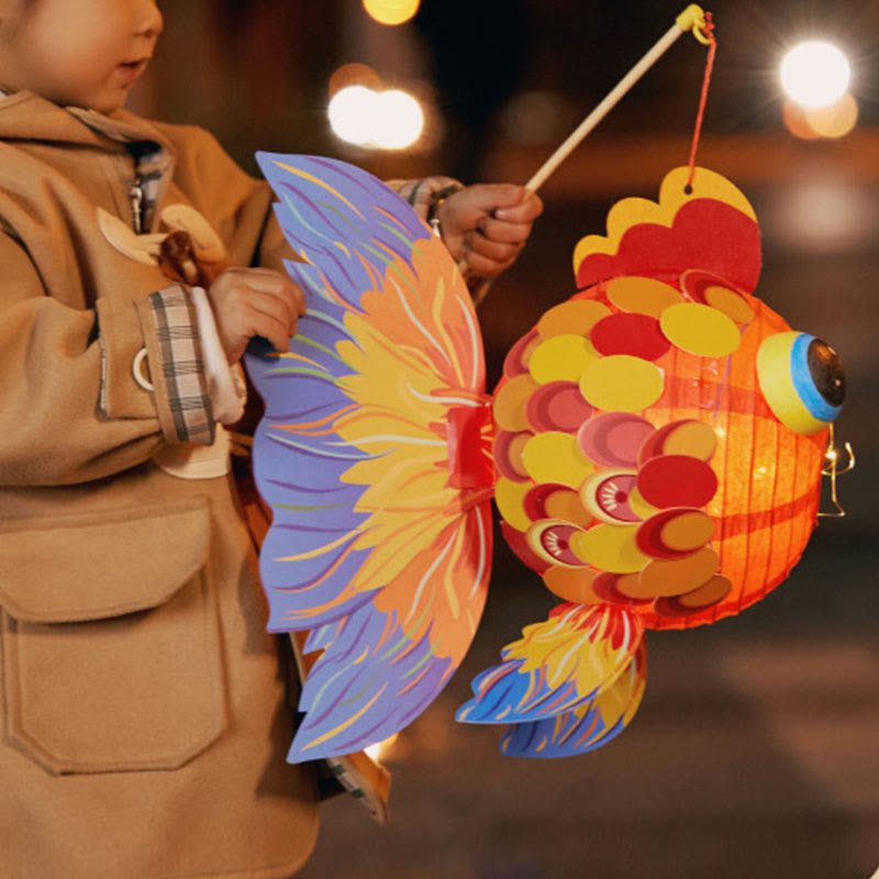 Nimara Ritual DIY Good Luck Koi Fish Paper Lantern Lamp Mid-Autumn Festival Child Kids Lantern Decoration