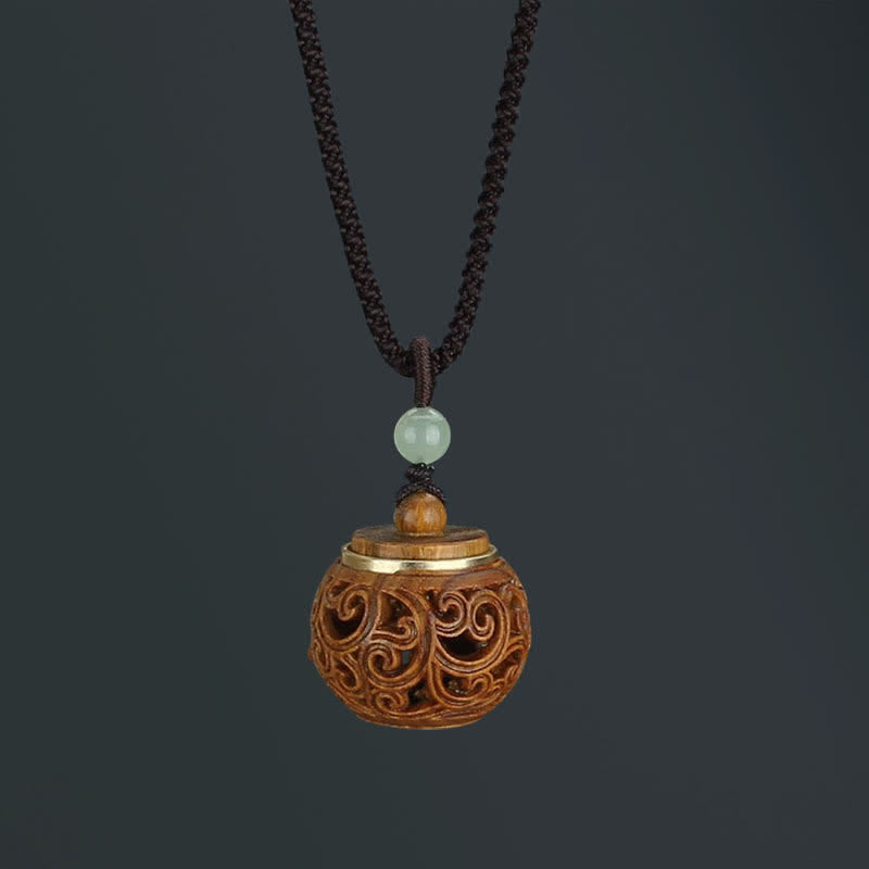 Nimara Ritual Tibet Green Sandalwood Rosewood Om Mani Padme Hum Lotus Positive Soothing Necklace Pendant