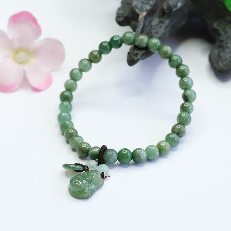 Nimara Ritual Laughing Buddha Cyan Jade Healing Bracelet