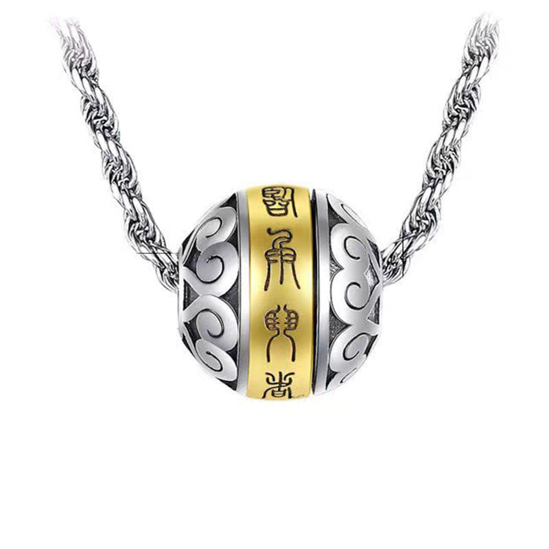 Nimara Ritual Taoist Nine-Character Mantra Engraved Amulet Balance Necklace Rotatable Pendant