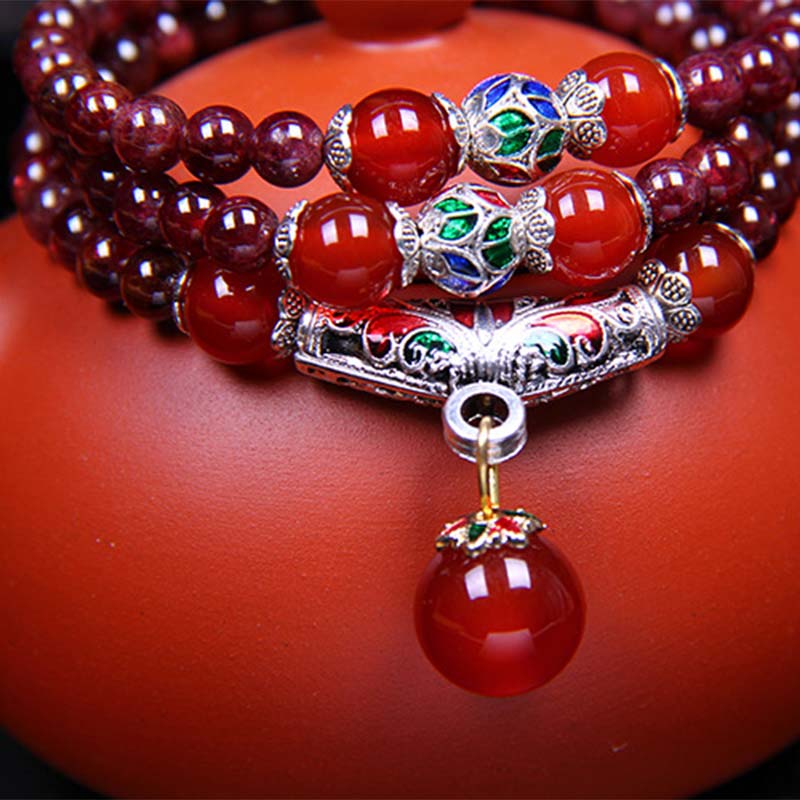 Nimara Ritual Natural Garnet Red Agate Blessing Healing Bracelet Necklace Pendant