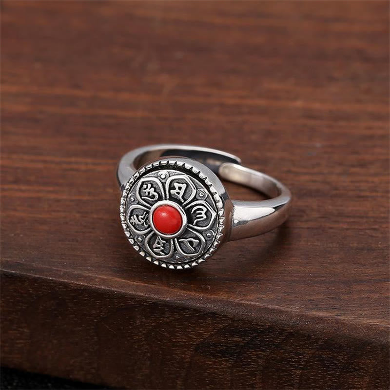 Nimara Ritual Tibetan Om Mani Padme Hum Peace Rotatable Ring
