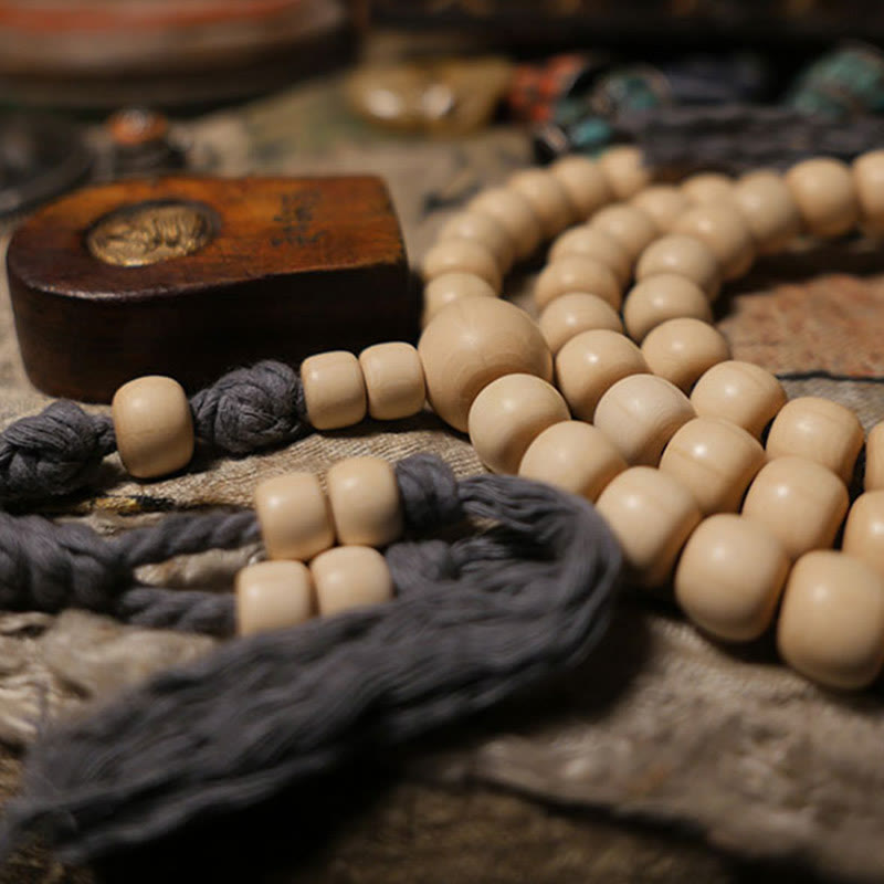 Nimara Ritual 108 Mala Beads Abelia Biflora Wood Warding Off Evil Spirits Wrist Mala