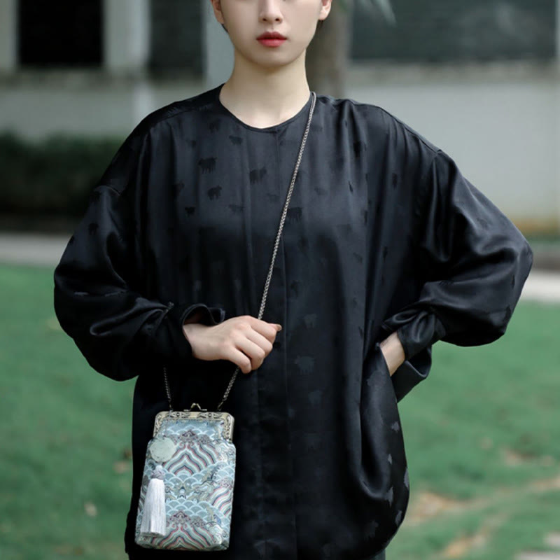 Nimara Ritual Small Blue Ocean Waves Metal Chain Crossbody Bag Shoulder Bag Cellphone Bag