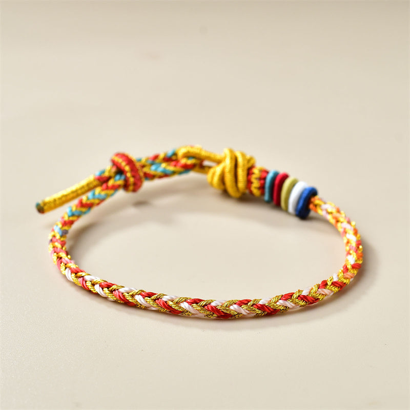 Nimara Ritual Handcrafted Colorful Gold Healing Braid Rope Bracelet