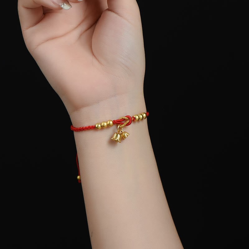 Nimara Ritual Handcrafted Lily Of The Valley Flower Charm Design Luck Protection Braided Bracelet