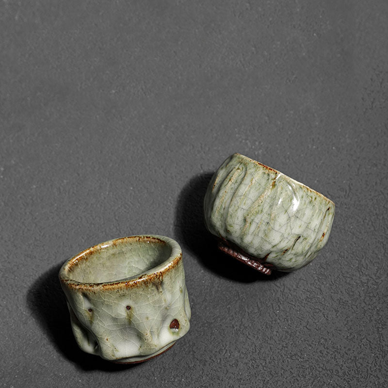 Nimara Ritual Handcrafted Simple Cracked Ice Texture Chinese Jianzhan Ceramic Teacup Kung Fu Tea Cup
