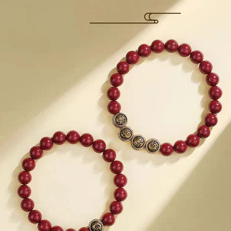 Nimara Ritual 925 Sterling Silver Natural Cinnabar Four Beasts Blessing Bracelet