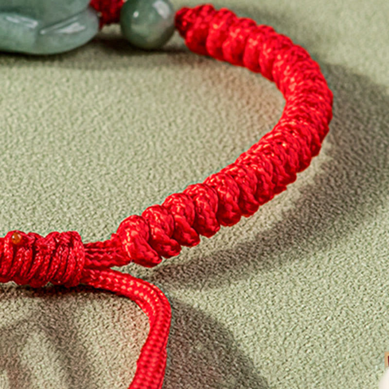Nimara Ritual Handmade Natural Jade PiXiu Protection King Kong Knot Braided String Bracelet