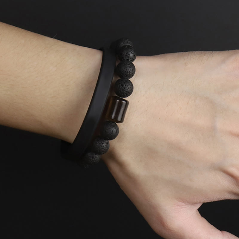 Nimara Ritual Lava Rock Ebony Wood Tiger Eye Support Healing Bracelet