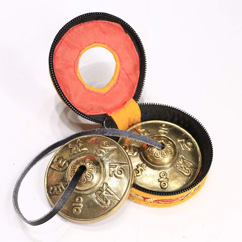 Nimara Ritual Tibetan Tingsha Bell Six True Words Dragon Copper Balance Decoration With Bag