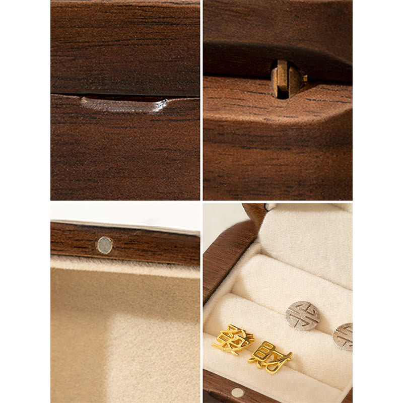Nimara Ritual Retro Handmade Black Walnut Wood Ring Jewelry Storage Box Leaf Wooden Gift Box