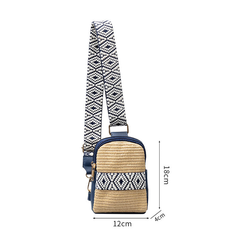 Nimara Ritual Small Geometry Straw Woven Crossbody Bag Shoulder Bag
