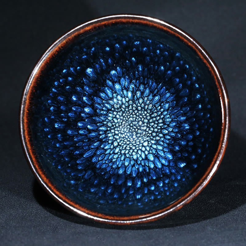 Nimara Ritual Handmade Blue Francolinus Spot Chinese Jianzhan Ceramic Teacup Kung Fu Tea Cup Bowl