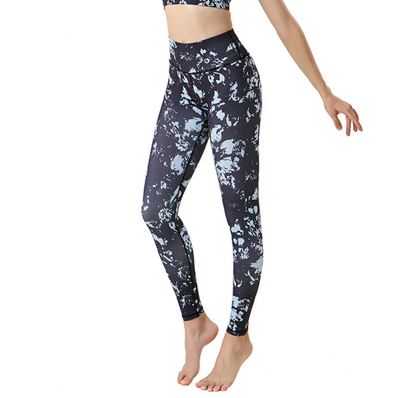 Nimara Ritual Spots Maple Leaf Print Sports Exercise Fitness High Waist Leggings Women's Yoga Pants