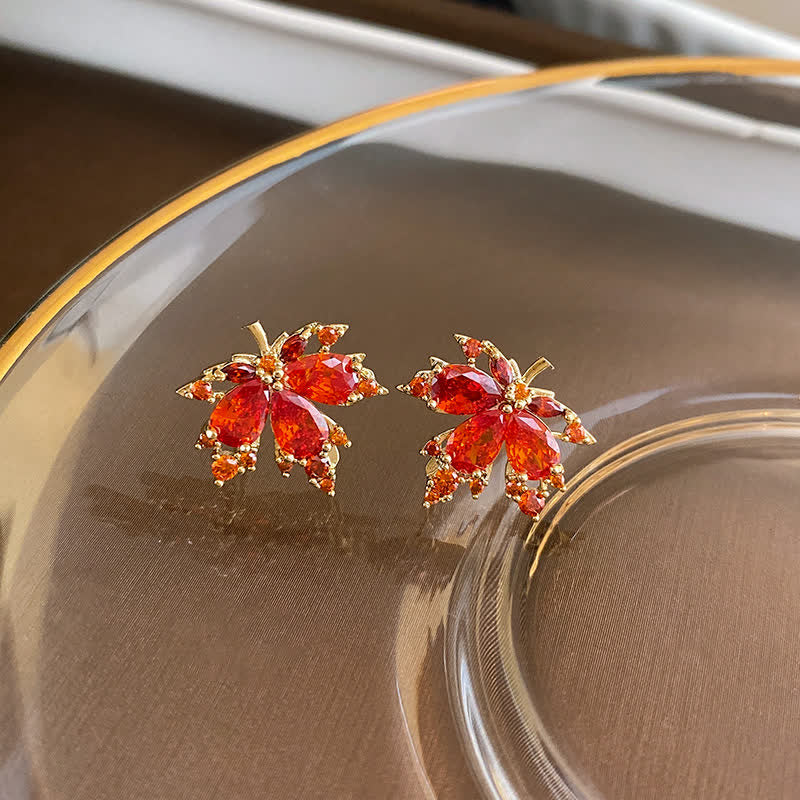 Nimara Ritual Maple Leaf Zircon Luck Necklace Pendant Ring Earrings