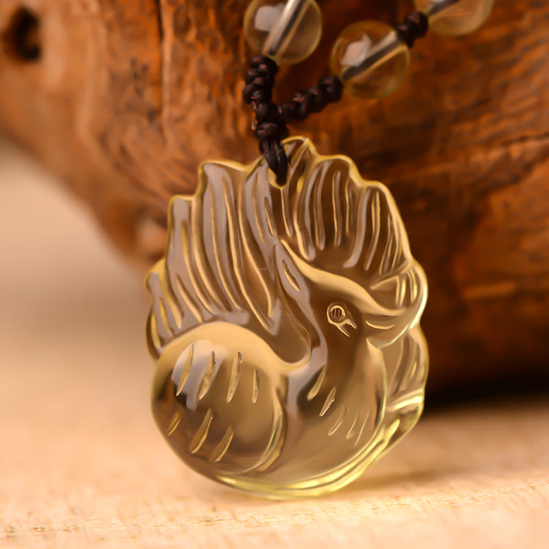 Nimara Ritual Natural Amethyst White Crystal Citrine Nine Tailed Fox Luck Necklace Pendant