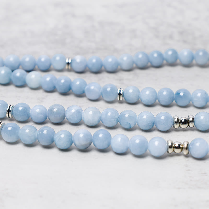 Nimara Ritual 108 Mala Beads Aquamarine Healing Bracelet