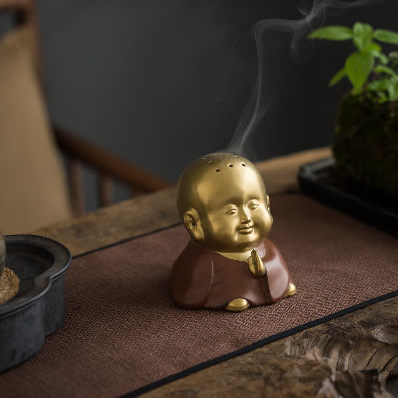 Nimara Ritual Little Buddha Laughing Buddha Ceramic Healing Incense Burner
