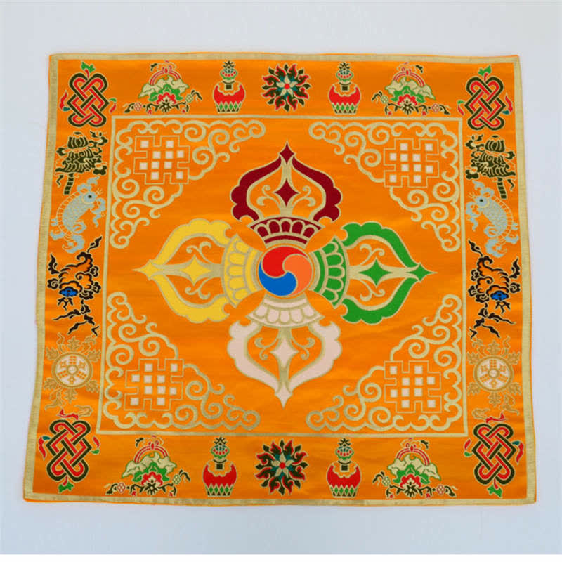 Nimara Ritual Flower Endless Knot Prayer Altar Mat Healing Meditation 8 Auspicious Symbols Mat Table Runner